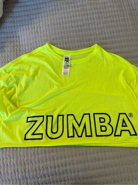 Zumba Fitness Neon Yellow Graphic Tee with Black Logo